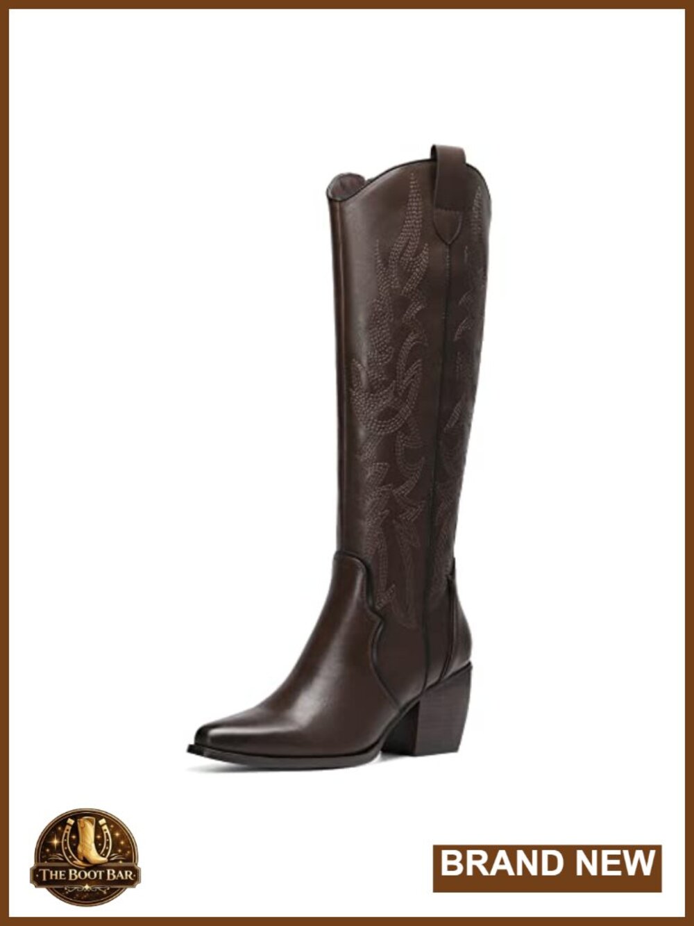 Women's Knee High Chunky Heel Cowboy Boots Faux Suede Pointed Toe Western